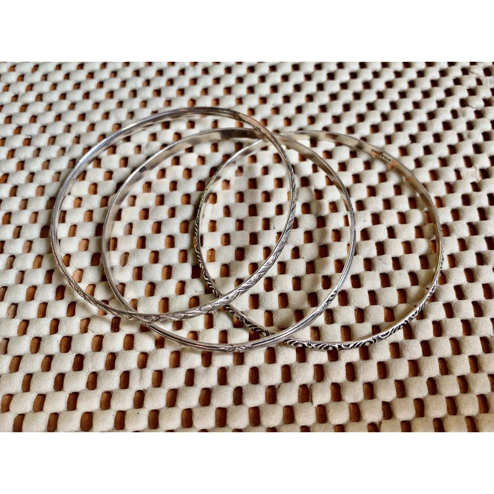Vintage Navajo Sterling Silver Bangle Bracelet 7" L